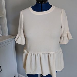 Kate Spade Linda Peplum Flutter Ivory Top
